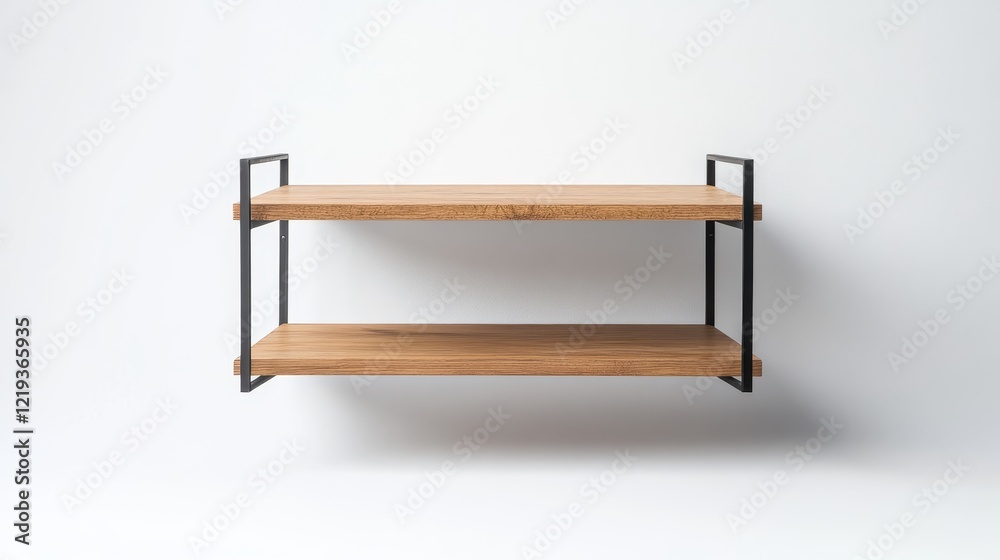 Modern Minimalist Wooden Shelf with Metal Frame Modern Minimalist Wooden Shelf with Metal Frame