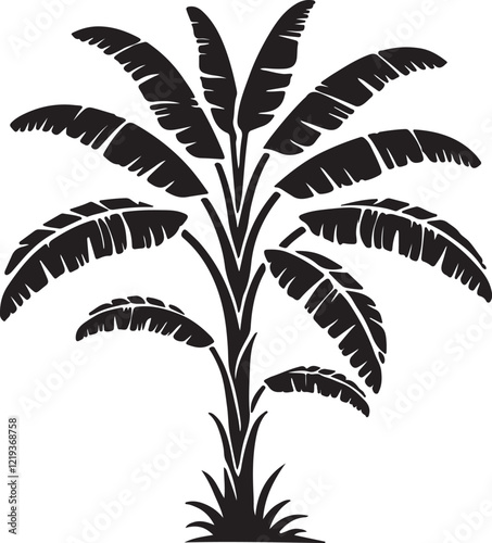 banana tree logo icon silhouette design vector art illustration