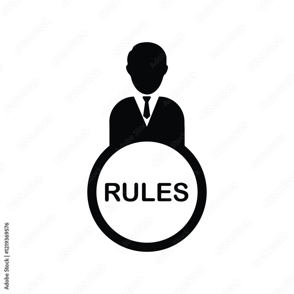 Business person with text rules flat icon. Rules and regulations. Terms and conditions icon. Rule icon, regulation, principle, concept, contract, agreement, Business person with text rules flat icon. Rules and regulations. Terms and conditions icon. Rule icon, regulation, principle, concept, contract, agreement,