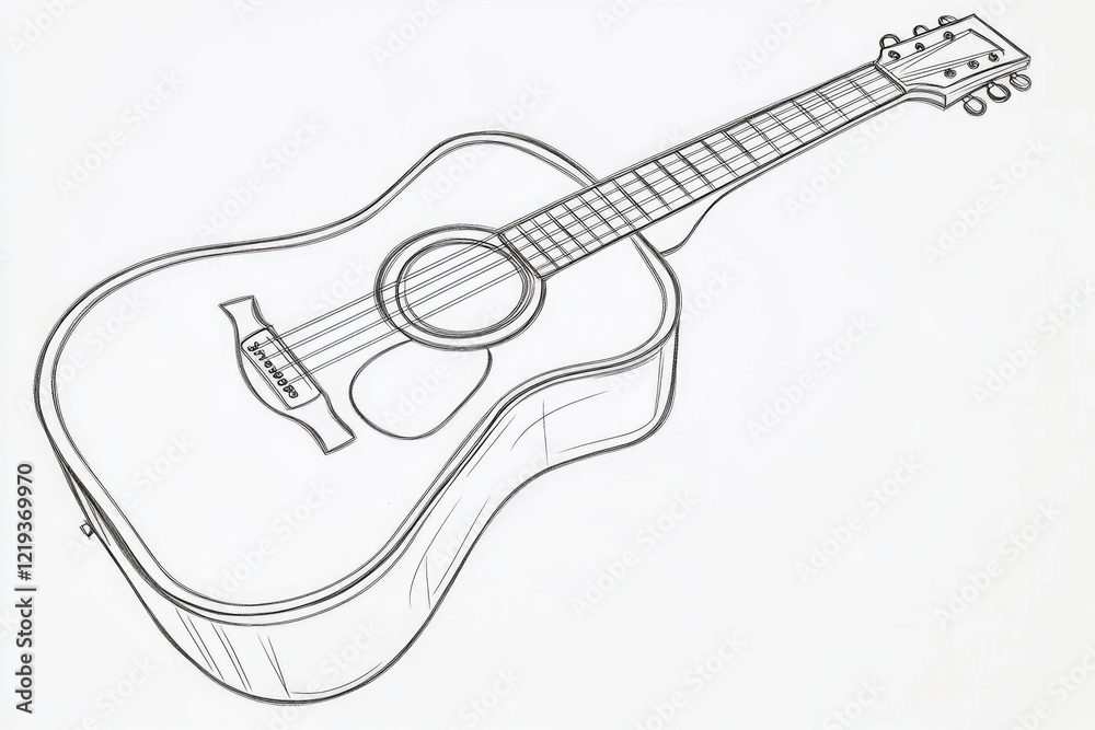A close-up view of a guitar on a clean white surface A close-up view of a guitar on a clean white surface