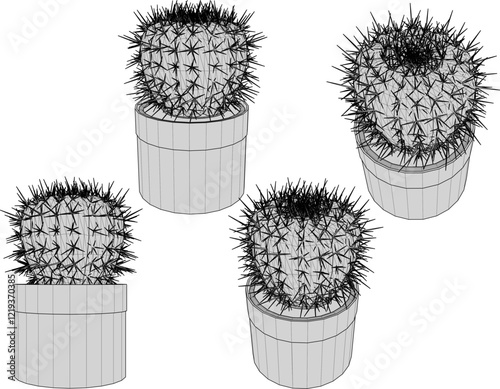 vector illustration of a succulent cactus plant to decorate the interior of the house 