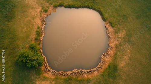 Still water reflects soft hues, surrounded by gentle earth tones photo