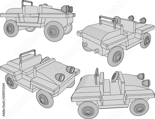 vector illustration of classic wooden toy car design for living room table furniture decoration 