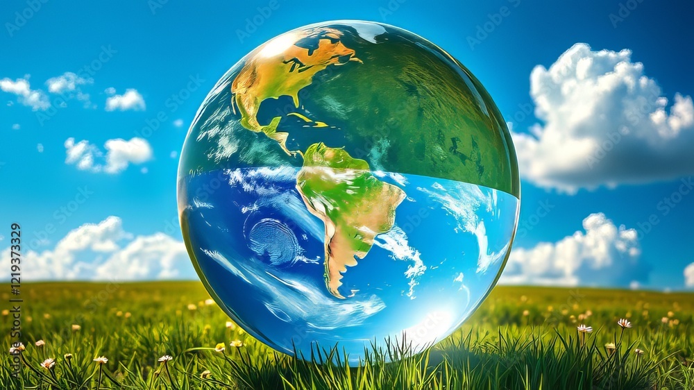 Crystal Ball Ozone Layer Preservation Day - Hyperrealistic Earth Crystal Ball Ozone Layer Preservation Day - Hyperrealistic Earth