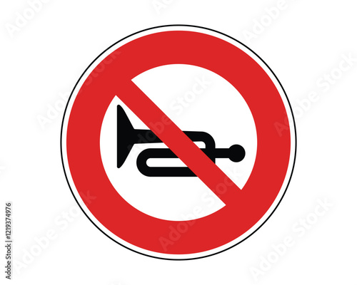 Traffic Sign Indicating No Honking on Public Roads, High-Quality Vectorial Stock Image
