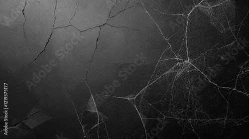 Black gray concrete wall surface texture with crack abstract background