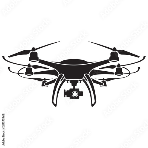 Drone silhouette vector, drone camera icon silhouette vector illustration