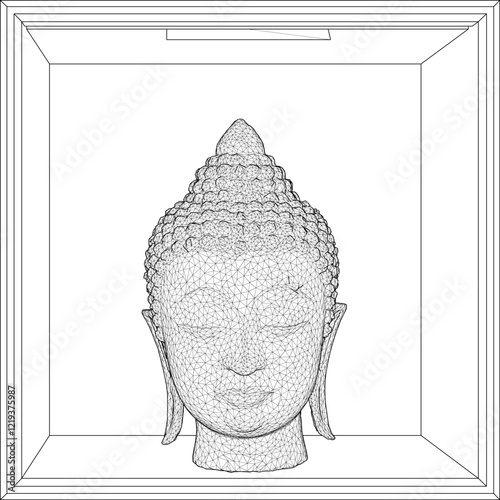 Vector sketch illustration of a smiling buddha head ornament design full of wisdom 