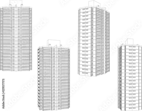 vector illustration of modern apartment hotel building construction design 