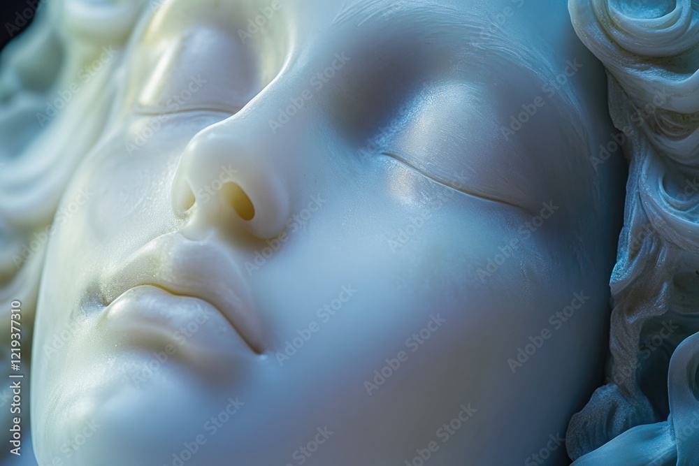 Naklejka premium A detailed view of a female figurine, with intricate facial features