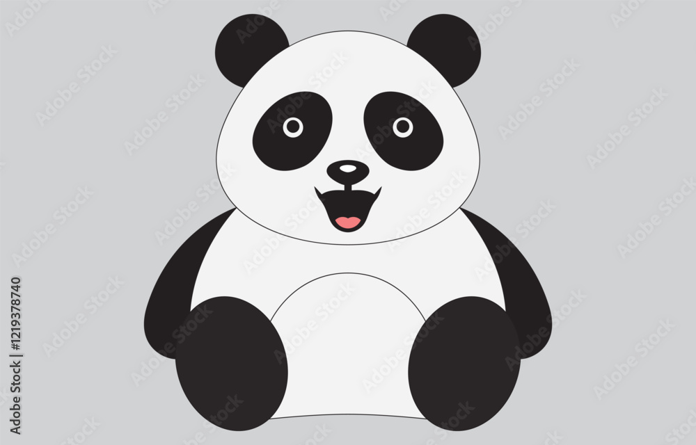 Fototapeta premium Hand drawn panda cute cartoon illustration on white background