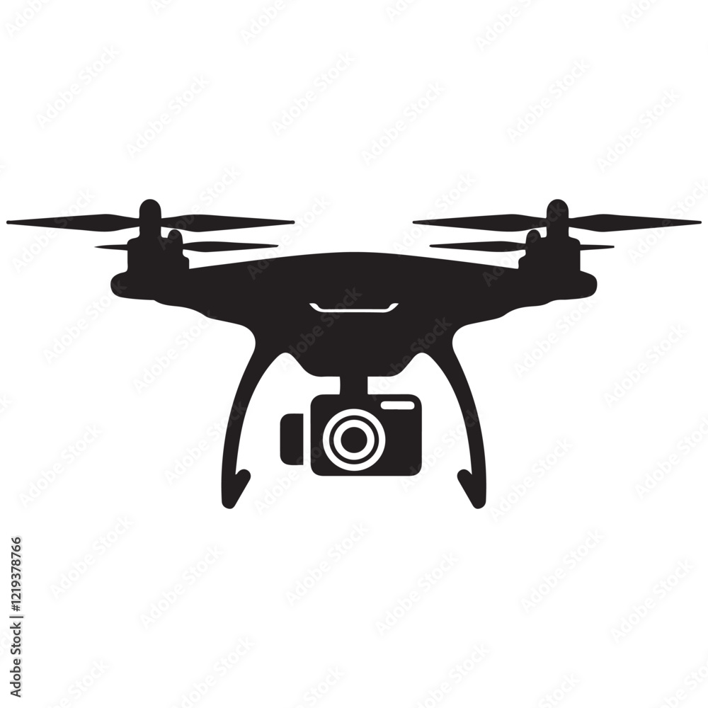 Drone silhouette vector, drone camera icon silhouette vector illustration Drone silhouette vector, drone camera icon silhouette vector illustration