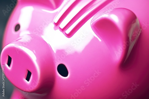 A pink piggy bank sitting on a table, often used as a decorative item or for storing coins