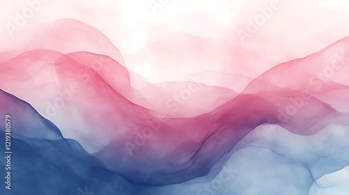 Abstract Pink and Blue Swirling Cloud Landscape