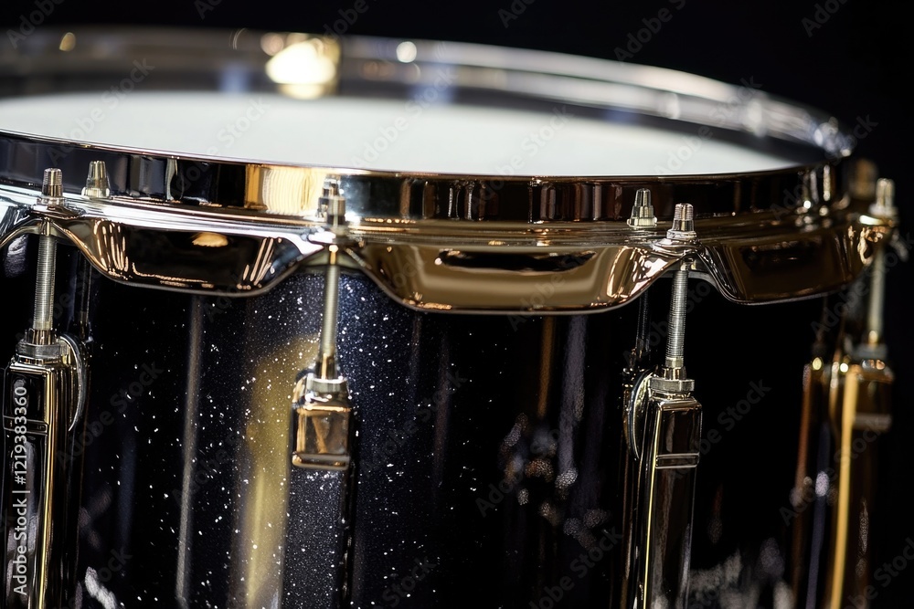 Obraz premium A close-up shot of a drum on a black background