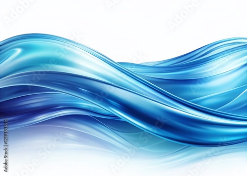 Serene Blue Water Waves on White, Abstract Background Stock Photo