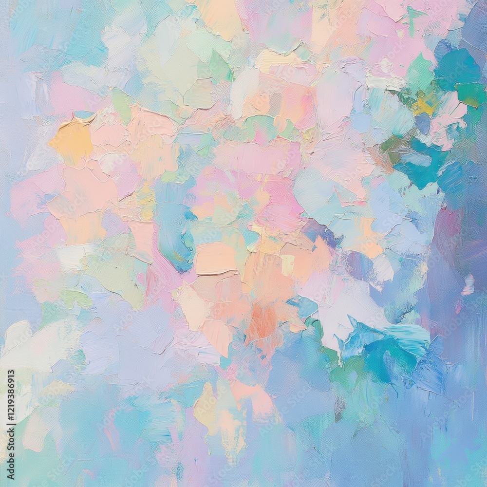 Obraz premium 明るい色合いの抽象画がもたらす穏やかな雰囲気と感情の表現