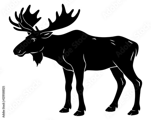 Wallpaper Mural moose black silhouette vector, Simple silhouette Design vector icon with white background. Wild animal silhouette Torontodigital.ca