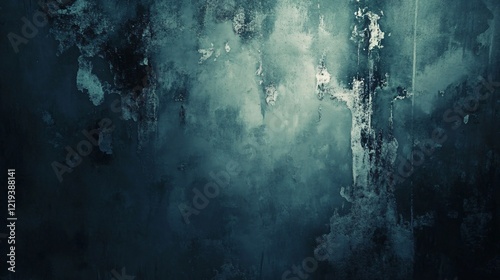 Dark moody textured abstract blue and black paint photo