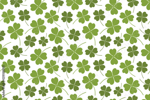 seamless pattern with four-leaf clovers, St Patricks Day background, great for wrapping, textile, wallpaper, greeting card- vector illustration