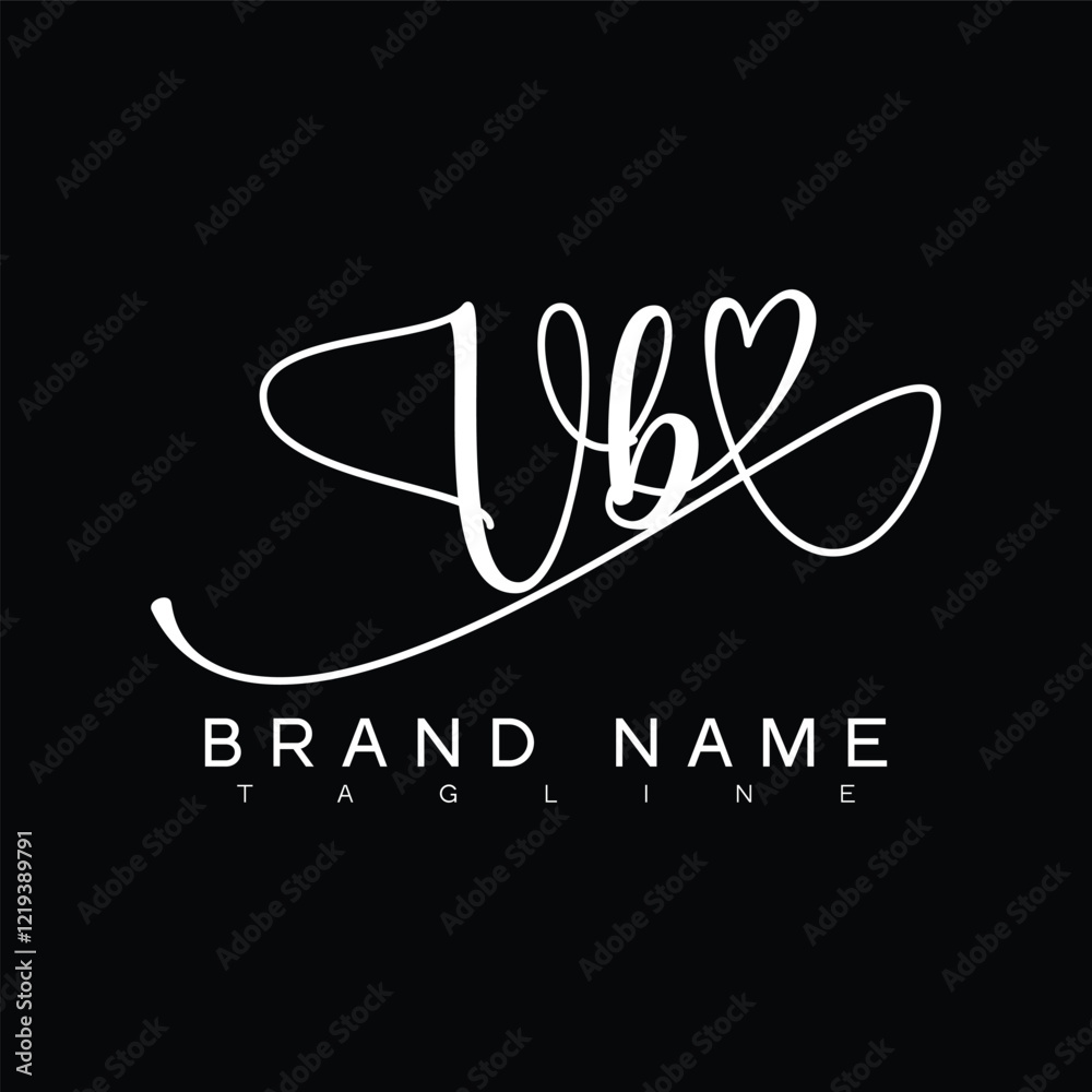 VB Handwritten initial letter with love . VB simple signature vector logo with Hart shape variation, beauty, photography letter logo design. V B