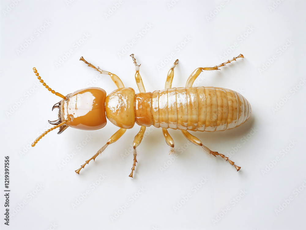A white termite on a white background. View from above. A white termite on a white background. View from above.