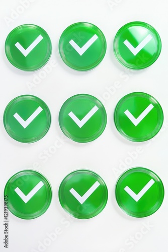 Free Download A collection of green buttons with white check marks, suitable for use in presentations, tutorials, or instructional materials - GFXLoad