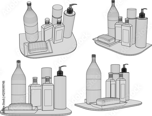 vector sketch of interior decoration design for shelves for soap and toiletries