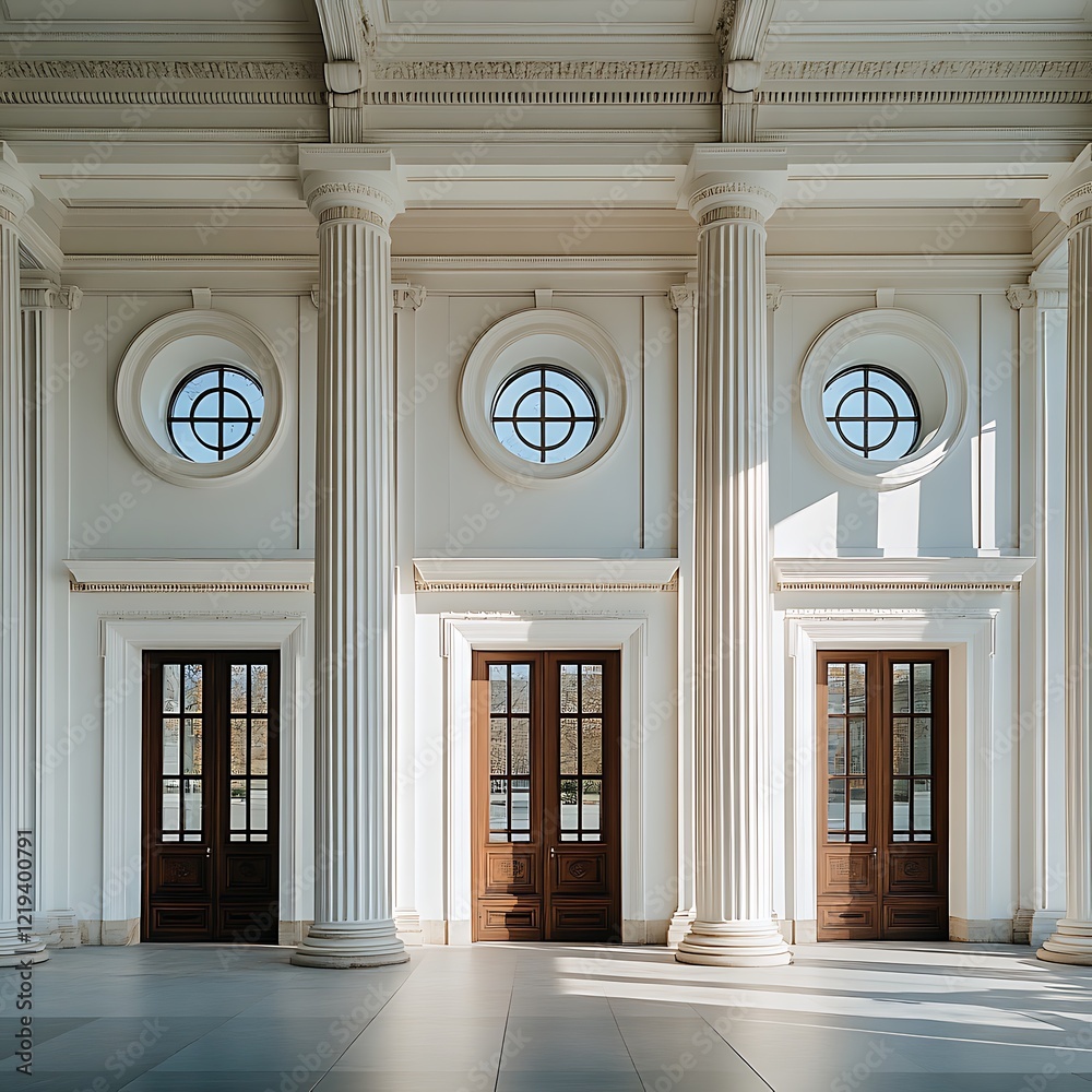 Obraz premium Classical architecture featuring ornate decorative columns and elegant intricate design details