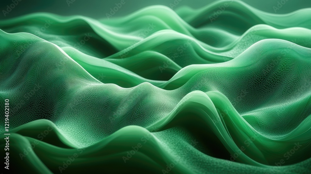 Obraz premium A high-angle view of a textured green fabric with wavy patterns, suitable for use in product design or textile illustrations