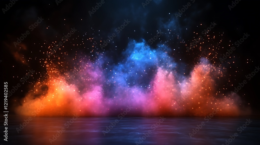 Vibrant Nebula Clouds with Sparkling Dust and Glowing Embers Vibrant Nebula Clouds with Sparkling Dust and Glowing Embers