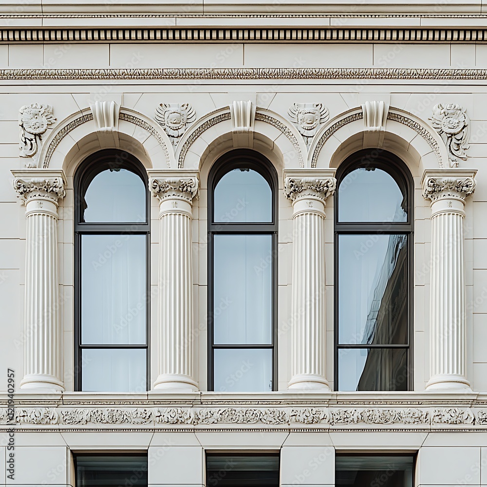 Obraz premium Decorative intricate features in classical architecture with ornate columns and elegant designs