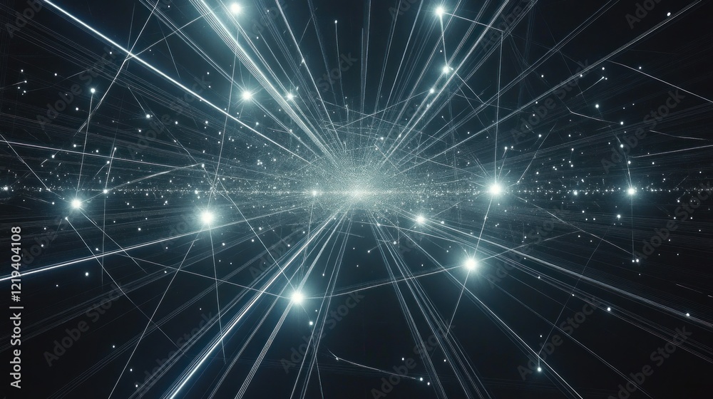 Fototapeta premium Abstract digital network with glowing lines and points.