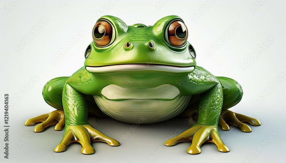 Obraz premium green frog on a white background 3d render isolated
