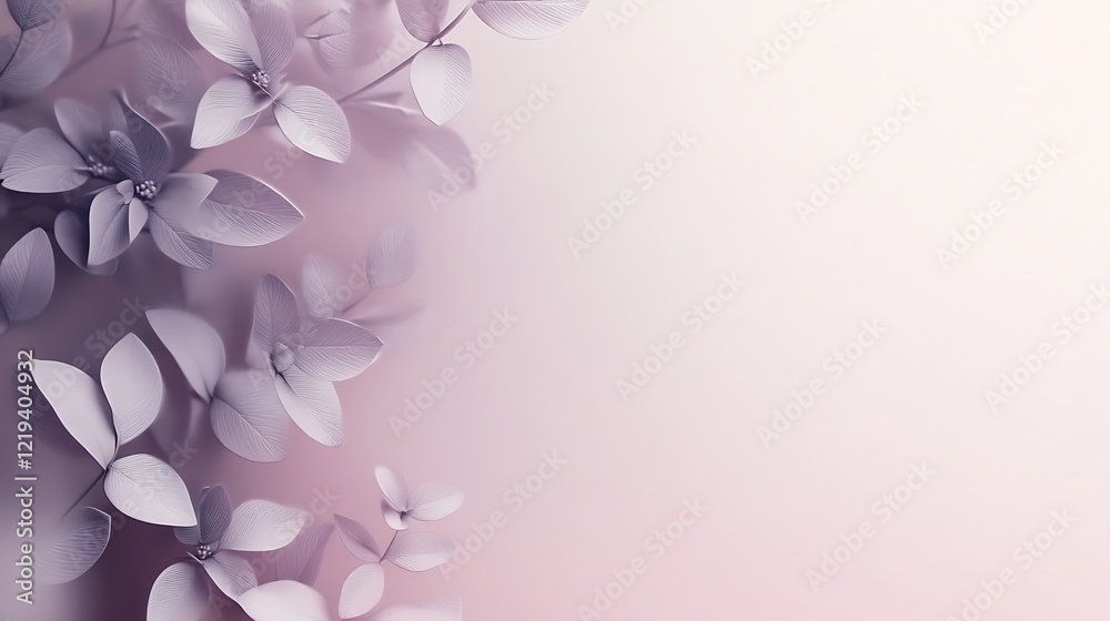 Delicate Lavender Flowers and Leaves on Soft Background Delicate Lavender Flowers and Leaves on Soft Background