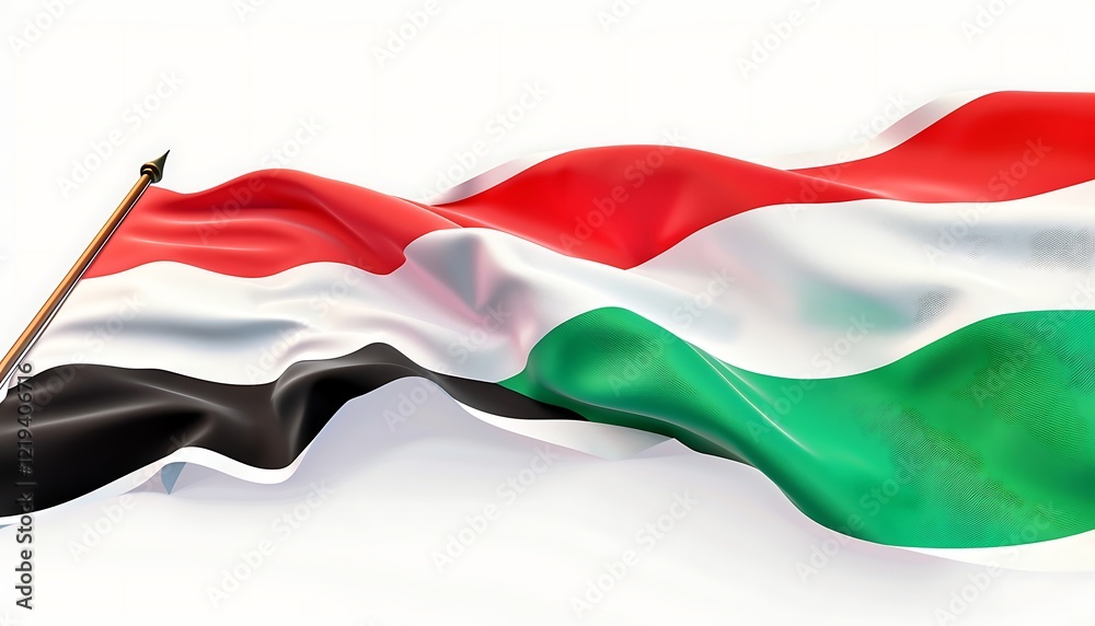 Fototapeta premium Flag of Bulgaria waving in the wind on a white background. 3d rendering