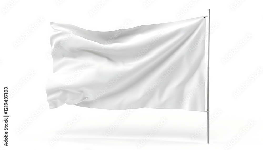 White flag waving in the wind isolated on white background. 3D Rendering White flag waving in the wind isolated on white background. 3D Rendering