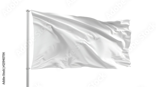 Wallpaper Mural White flag waving in the wind isolated on white background. 3D Rendering Torontodigital.ca