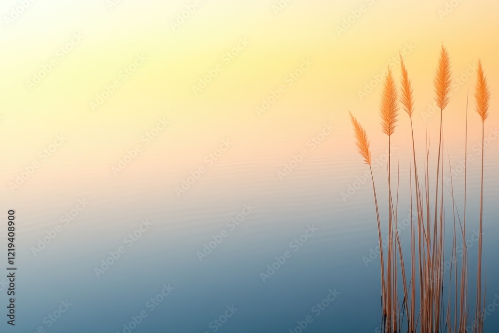 Soft gradient backdrop featuring tall grass silhouettes creating