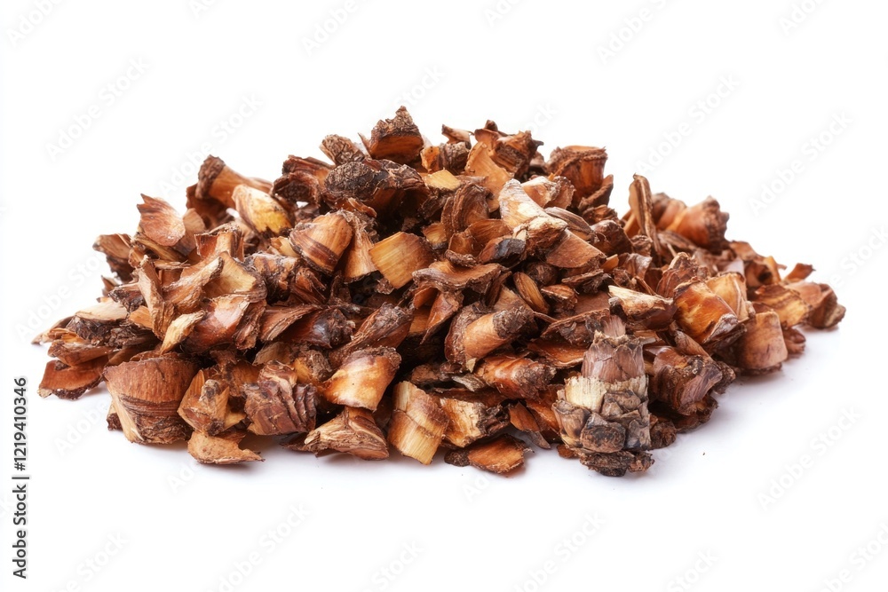 A close-up of a pile of dried mushrooms on a white surface A close-up of a pile of dried mushrooms on a white surface