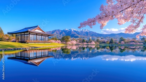 Uji Park: Full Bloom Cherry Blossom Symbolizing Uji City, Kyoto, Japan - Beautiful Landscape for Repose and Recreation photo