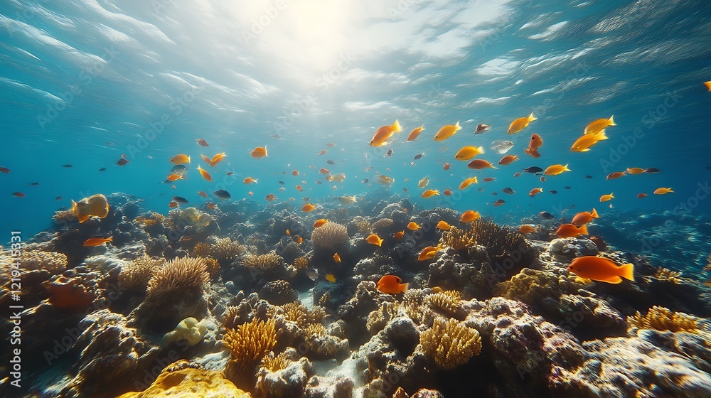 Naklejka premium Vibrant Coral Reef Fish Underwater Scene