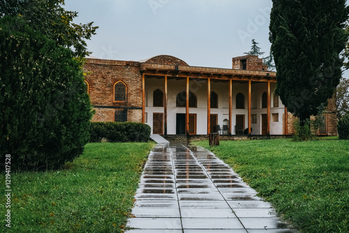 King Erekle II 18th century palace on a rainy day in Telavi, capital of Kakheti, Georgia photo