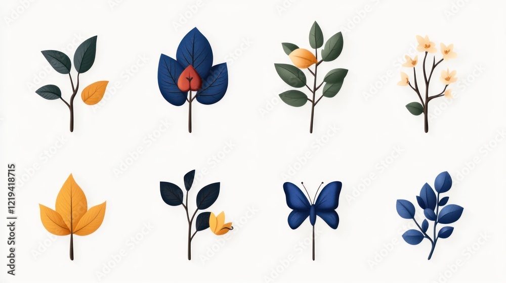 Obraz premium Simple Vector Illustrations of Spring Icons Set