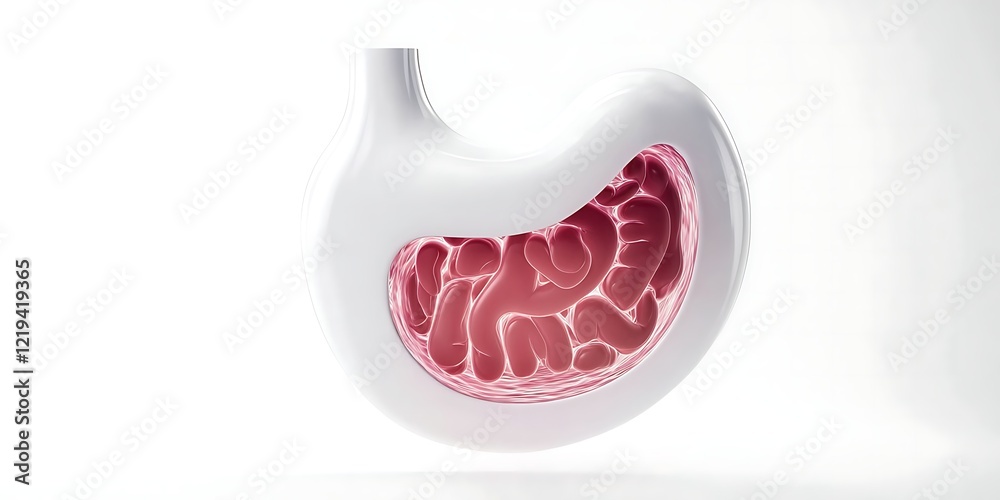 Obraz premium Blank human stomach 3d isolated on white digestion anatomy background with organ internal health body digestive biology system or medical healthy concept and empty esophagus abdomen gastric object