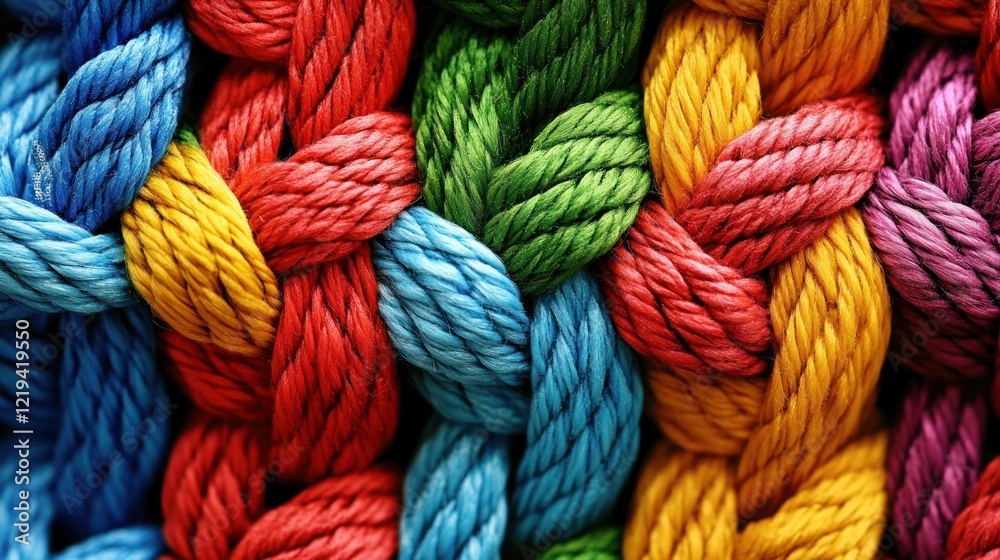 Vibrant Intertwined Colorful Ropes: A Tapestry of Texture and Hue Vibrant Intertwined Colorful Ropes: A Tapestry of Texture and Hue