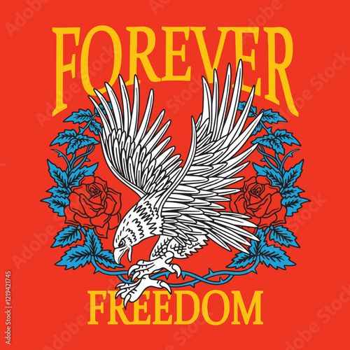 Eagle and Flower Illustration