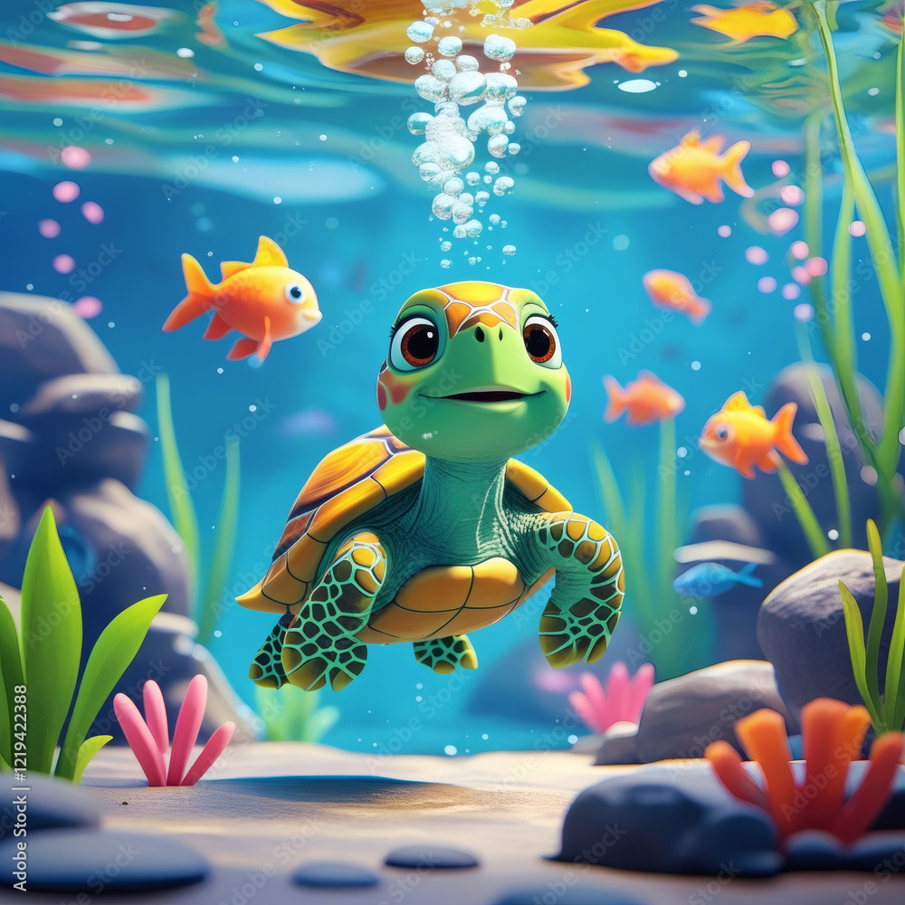 Fototapeta premium turtle swimming underwater