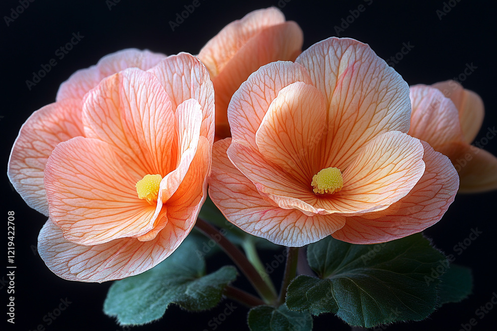 Fototapeta premium Delicate Peach Blossoms Close Up Dark Background