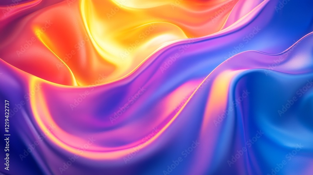 Obraz premium A colorful, flowing piece of fabric with a yellow stripe